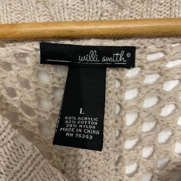 Willi Smith Tan Sweater with faux full length back zipper Size Large - Picture 3 of 4